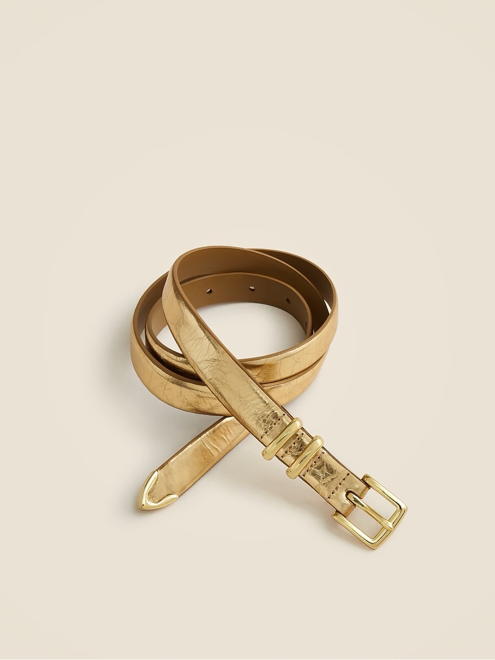 J. Crew Crackled metallic leather belt with gold hardware • size medium • CE502